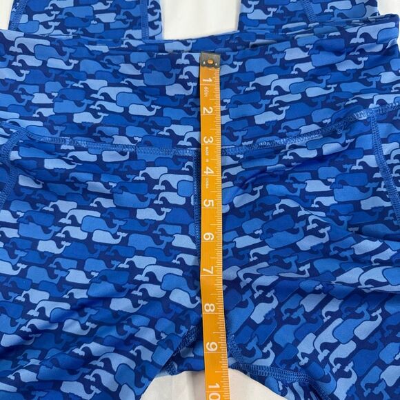 Vineyard Vines Blue Whale Print Performance Leggings Size S Pocket Gym Active - Picture 7 of 11